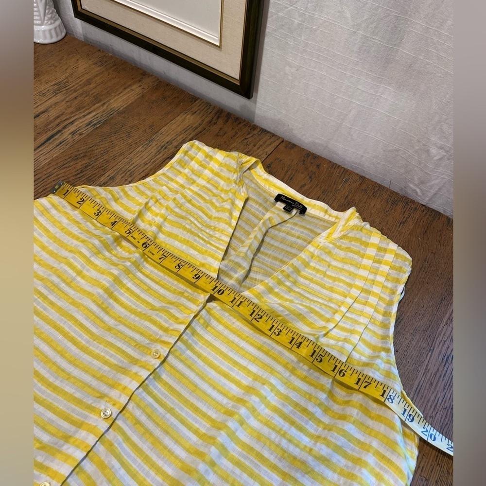 MASSIMO DUTTI – Sleeveless Yellow & White Striped Blouse – Size 38 (US 6) - Picture 8 of 9